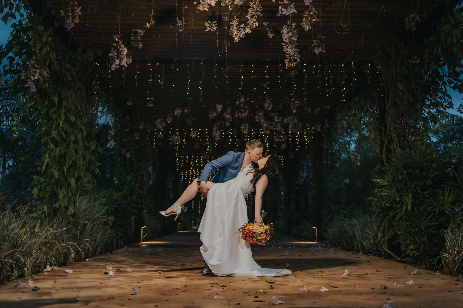 Bride and groom dancing at their Punta Cana wedding reception
